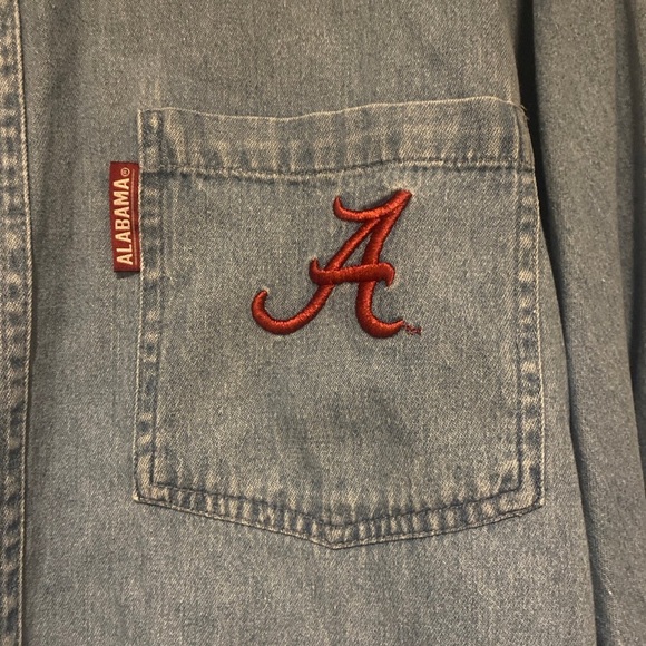 Vintage Alabama Crimson Tide Denim Mens XL Long Sleeve Button Up NCAA - Picture 2 of 4